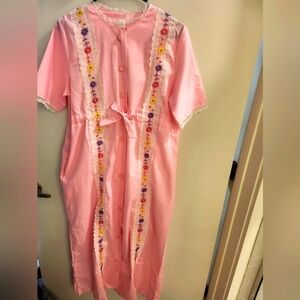 70s Housecoat with Lace Vintage Women's size 14